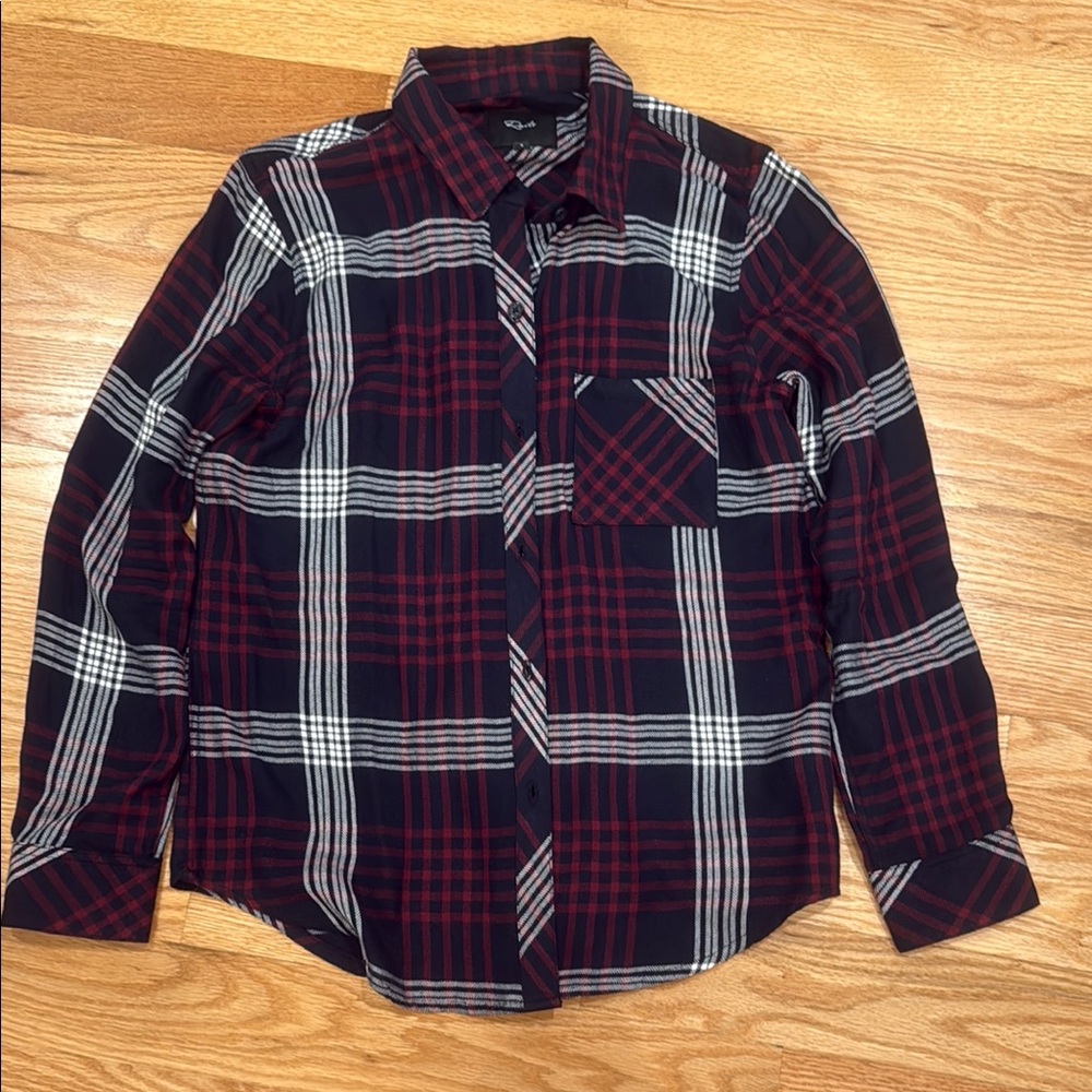 Rails size S Women’s burgundy and navy Plaid Shirt like new
